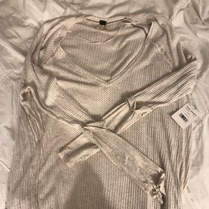 Free people waffle oversized v-neck color sand